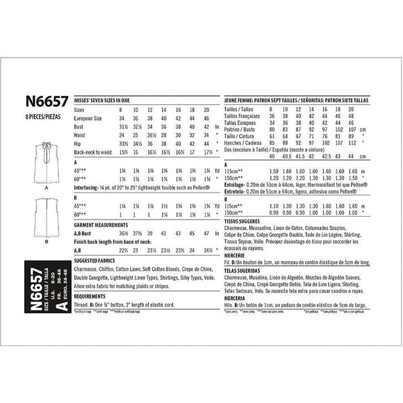 New Look Sewing Pattern 6657 Misses Top Size 8-20 - Picture 3 of 3